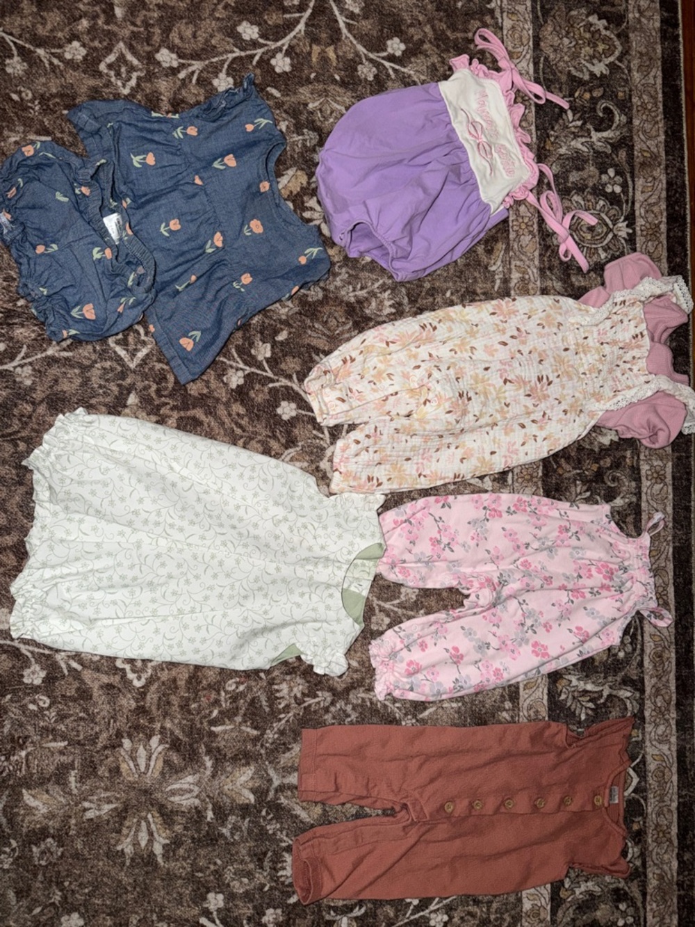 3-6 Months Baby Girl Mixed Romper & Dress Bundle - Floral & Pastel Prints